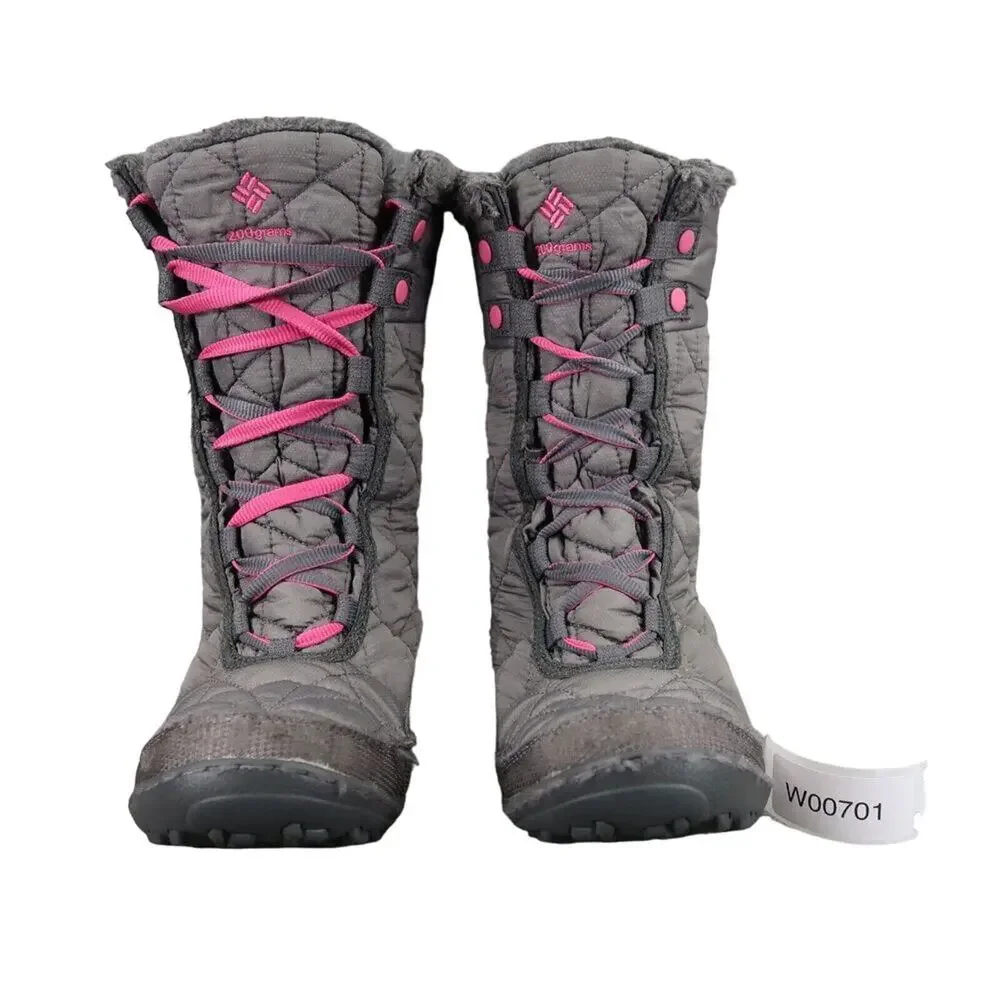 Columbia Shoes Youth 5 Boots Winter Snow Minx Waterproof Lace Up Insulated Grey
